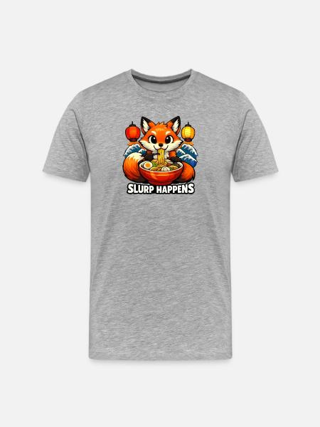 Fox Ramen Slurp Happens - Men's Premium Organic T-Shirt - heather grey