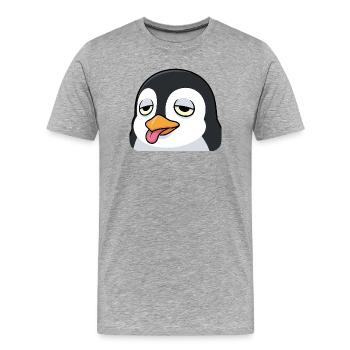 Lustiger Pinguin Cartoon Genervt Zunge Rausstrecke - Männer Premium Bio T-Shirt - Grau meliert - Vorne - Damien (186cm)