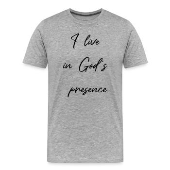 God's Presence Christian Gifts for Christians - Men's Premium Organic T-Shirt - heather grey - Front - Damien (186cm)