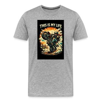 Motorrad im Einsatz - Männer Premium Bio T-Shirt - Grau meliert - Vorne - Damien (186cm)