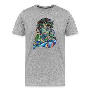 Mère Nature en Mouvement - T-shirt bio Premium Homme - gris chiné - Devant - Damien (186cm)