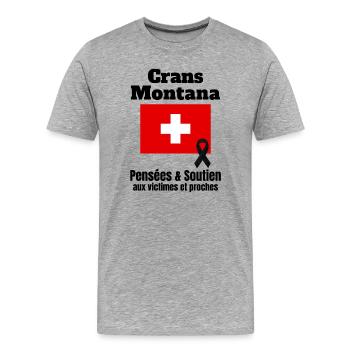 Schweiz, ich bin Schweizerin, Solidarität - Männer Premium Bio T-Shirt - Grau meliert - Vorne - Damien (186cm)
