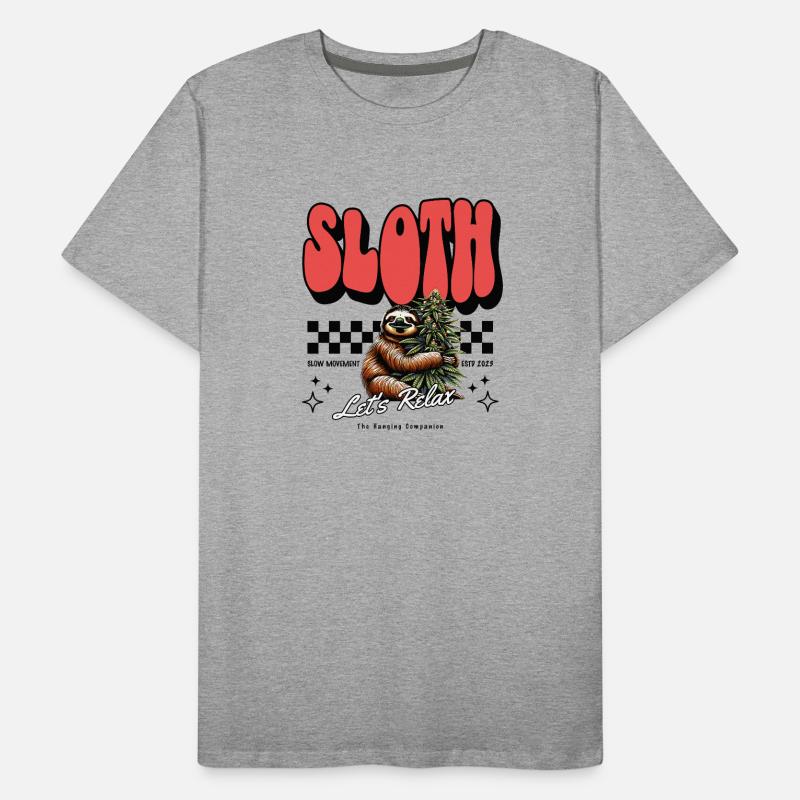 Sloth Relax – Chill Pattern Cannabis défectueux T-shirt bio Premium Homme