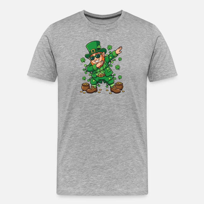 Dabbing Leprechaun St. Patrick's Day Leprechaun - Männer Premium Bio T-Shirt - Grau meliert
