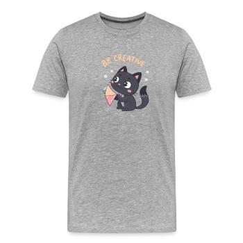 Kawaii-Katze und kreativer Drachen - Männer Premium Bio T-Shirt - Grau meliert - Vorne - Damien (186cm)