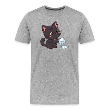 Kawaii Black Cat and Envelopes - Men's Premium Organic T-Shirt - heather grey - Front - Damien (186cm)
