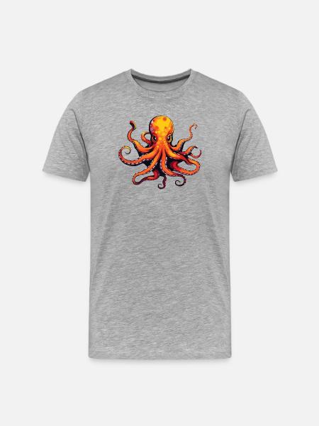 Squid Octopus Animal - Men's Premium Organic T-Shirt - heather grey