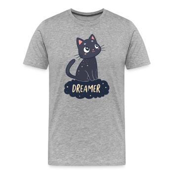 Dreamy Cat Starry Night - Men's Premium Organic T-Shirt - heather grey - Front - Damien (186cm)