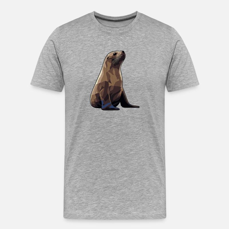 Seehund Tier Seelöwe - Männer Premium Bio T-Shirt - Grau meliert
