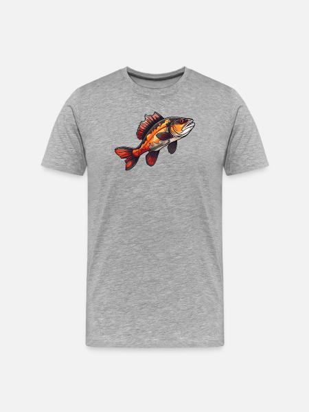 Perch Cartoon Fish - Men's Premium Organic T-Shirt - heather grey