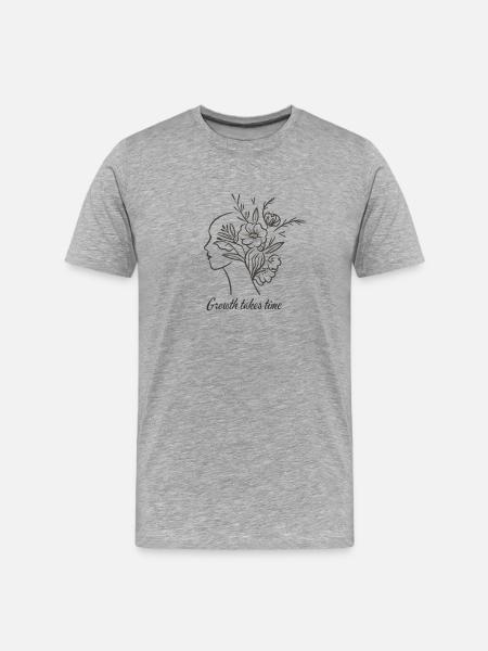 Floral Brain Line Art - Growth - Men's Premium Organic T-Shirt - heather grey