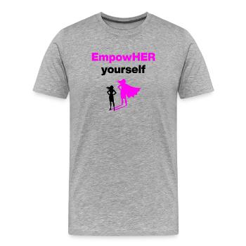 EMPOHER YOURSELF PINK EMPOWERMENT SUPERHEROINE - Men's Premium Organic T-Shirt - heather grey - Front - Damien (186cm)