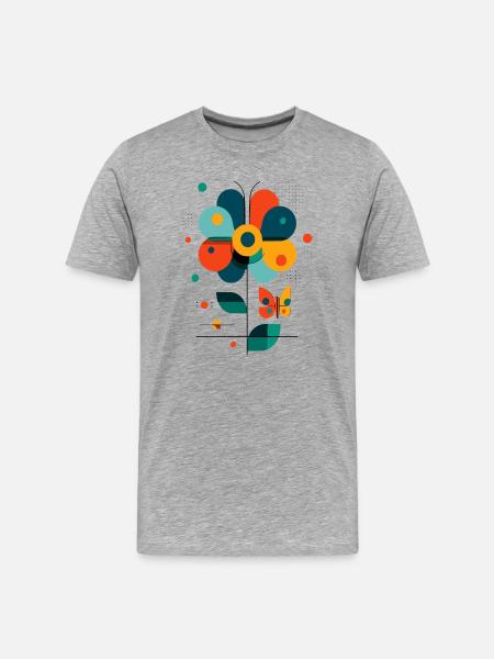 stylized flower with butterfly - Men's Premium Organic T-Shirt - heather grey