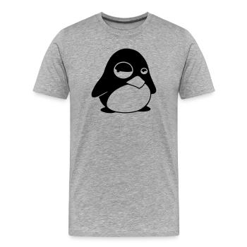 Grumpy Tux – Drôle de Penguin Linux pour les geeks - T-shirt bio Premium Homme - gris chiné - Devant - Damien (186cm)