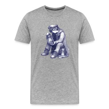 Triste | Stylo à bille peint à la main - T-shirt bio Premium Homme - gris chiné - Devant - Damien (186cm)