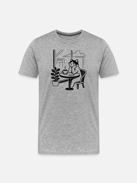 Thoughtful Cat Cafe - Men's Premium Organic T-Shirt - heather grey