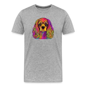 Cavalier King Charles Spaniel - Männer Premium Bio T-Shirt - Grau meliert - Vorne - Damien (186cm)