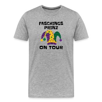 Faschingsprinz on Tour – Karneval Kostüm - Männer Premium Bio T-Shirt - Grau meliert - Vorne - Damien (186cm)