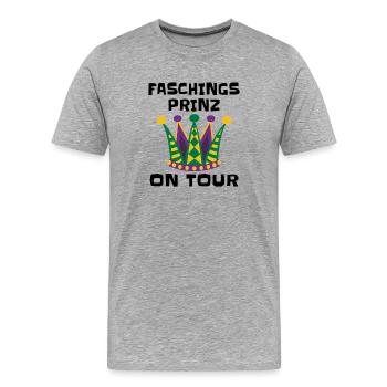 Faschingsprinz on Tour – Karneval Kostüm - Männer Premium Bio T-Shirt - Grau meliert - Vorne - Damien (186cm)