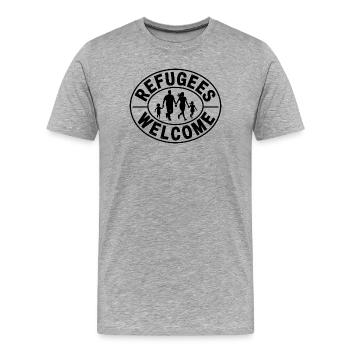 Refugees Welcome - Antifascist Merch - Men's Premium Organic T-Shirt - heather grey - Front - Damien (186cm)