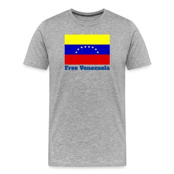 Venezuela, freedom, Caracas, South America - Men's Premium Organic T-Shirt - heather grey - Front - Damien (186cm)