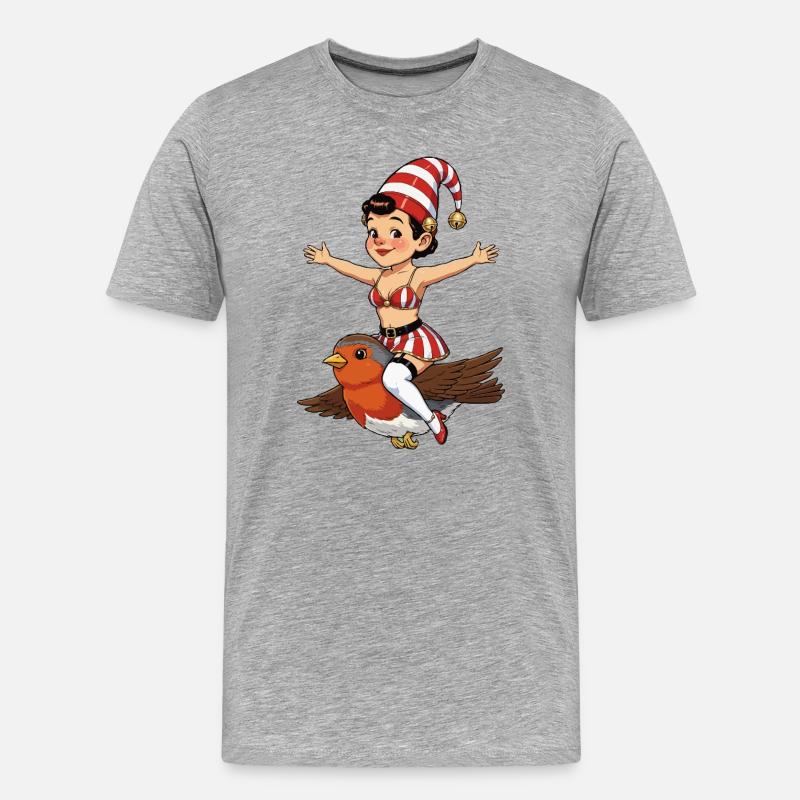 Fille name dans le dos, Robin - T-shirt bio Premium Homme - gris chiné