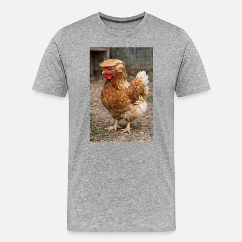 Huhn mit Haarpracht Retro - Männer Premium Bio T-Shirt - Grau meliert
