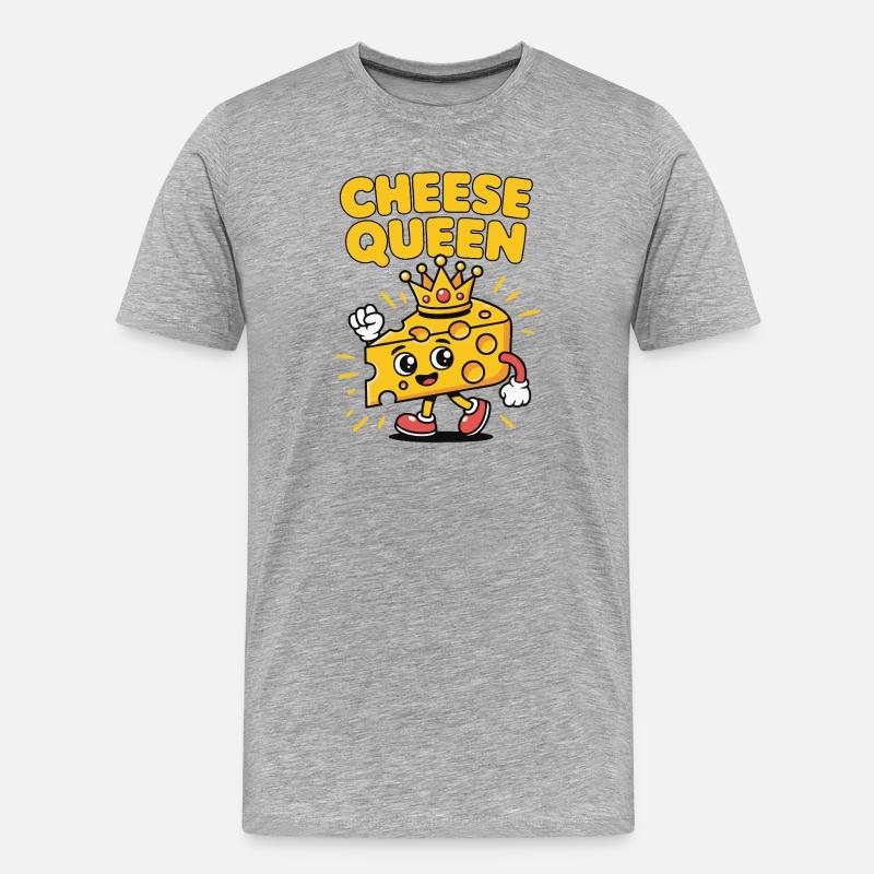 Cheese Queen – Käse mit Krone - Männer Premium Bio T-Shirt - Grau meliert
