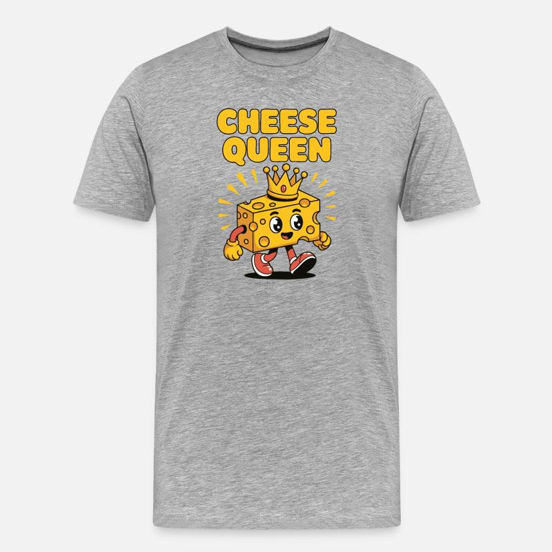Cheese Queen – Käse mit Krone - Männer Premium Bio T-Shirt - Grau meliert