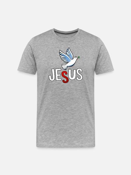 Dove and JESUS lettering - Men's Premium Organic T-Shirt - heather grey