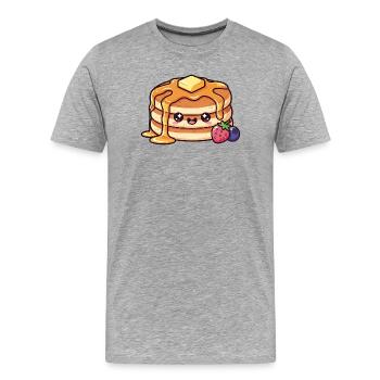 Kawaii-Sirup-Pfannkuchen mit Beeren - Männer Premium Bio T-Shirt - Grau meliert - Vorne - Damien (186cm)