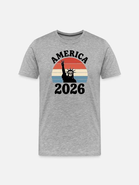 America 2026 Statue of Liberty Peace - Men's Premium Organic T-Shirt - heather grey