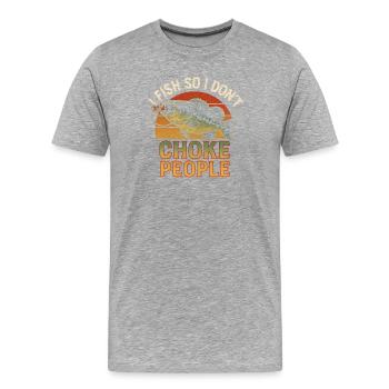 Je pêche pour ne pas étrangler les gens Pêcheur Spruch Angel - T-shirt bio Premium Homme - gris chiné - Devant - Damien (186cm)