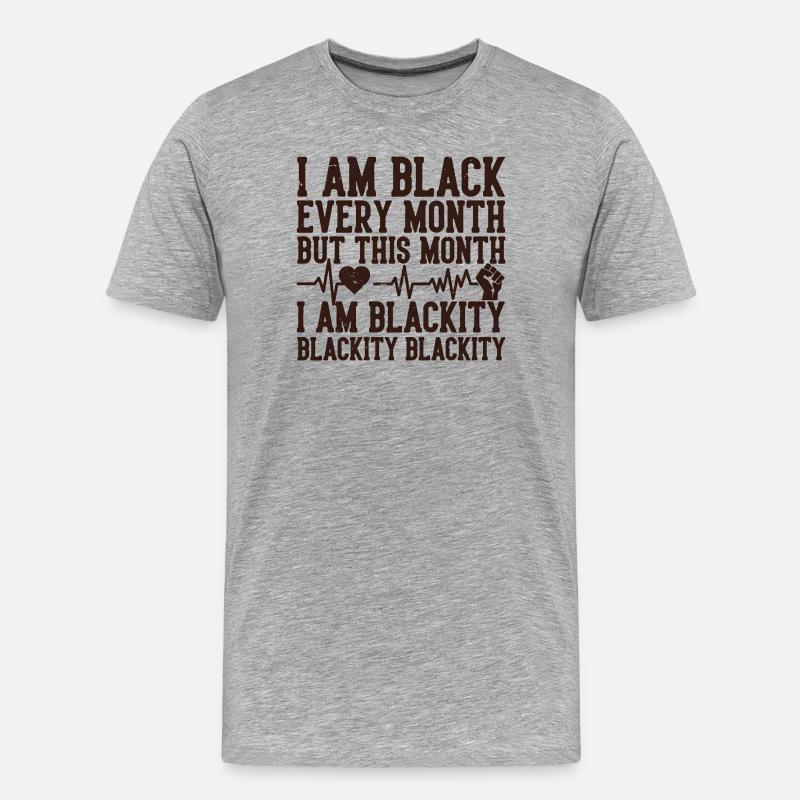 Blackity Black Month Herzschlag-Faust - Männer Premium Bio T-Shirt - Grau meliert