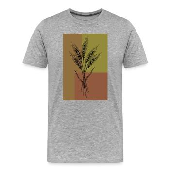 Weizen Ähren Line Art – Botanisches Design - Männer Premium Bio T-Shirt - Grau meliert - Vorne - Damien (186cm)