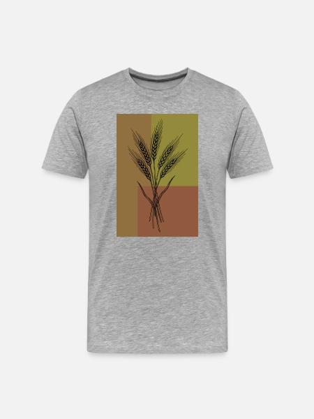 Wheat Ears Line Art – Botanical Design - Men's Premium Organic T-Shirt - heather grey