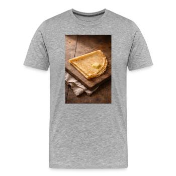 Crêpes croustillantes au beurre - T-shirt bio Premium Homme - gris chiné - Devant - Damien (186cm)