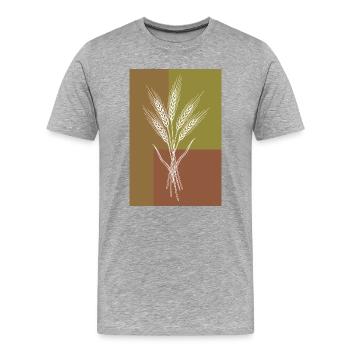 Weizen Ähren Line Art – Naturmotiv - Männer Premium Bio T-Shirt - Grau meliert - Vorne - Damien (186cm)