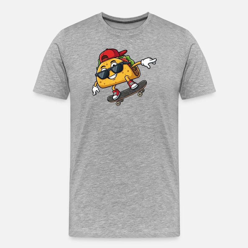 Cooler Taco Skateboard Skateboarder Spruch - Männer Premium Bio T-Shirt - Grau meliert