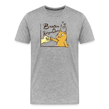 Chat Grand-père Cadeau Chats Grand-père Amoureux des chats - T-shirt bio Premium Homme - gris chiné - Devant - Damien (186cm)