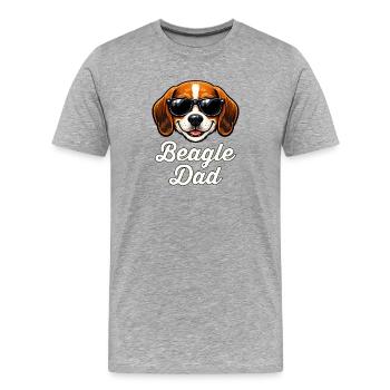 Beagle Dad Papa Retro Vintage - Men's Premium Organic T-Shirt - heather grey - Front - Damien (186cm)