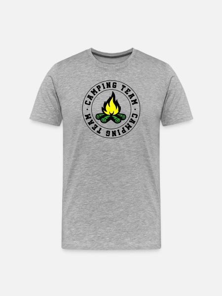 Camping Team Lagerfeuer - Männer Premium Bio T-Shirt - Grau meliert