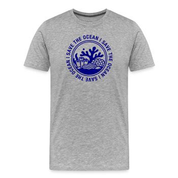 Rettet den Ozean - Männer Premium Bio T-Shirt - Grau meliert - Vorne - Damien (186cm)