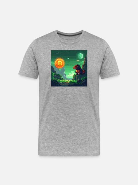 Odyssée Bitcoin dans l’espace - T-shirt bio Premium Homme - gris chiné