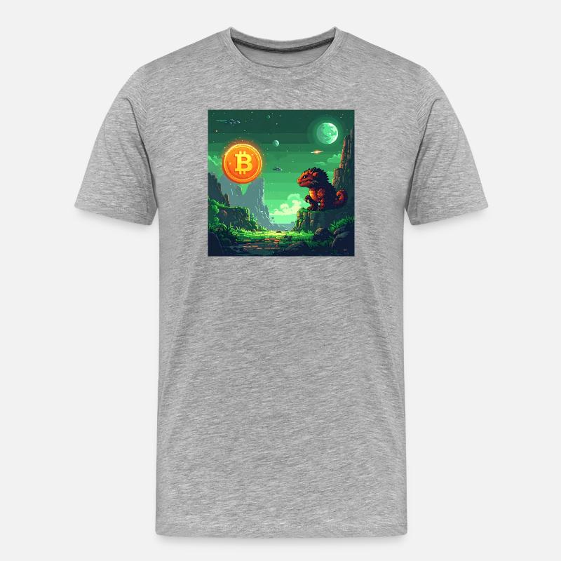 Odyssée Bitcoin dans l’espace - T-shirt bio Premium Homme - gris chiné