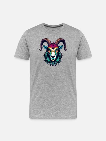 Goat Head Artwork - Men's Premium Organic T-Shirt - heather grey