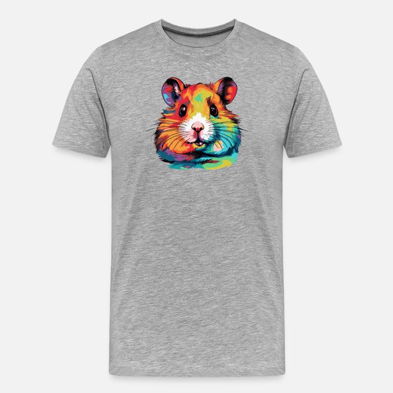 Farbexplosion Hamsterportrait - Männer Premium Bio T-Shirt - Grau meliert