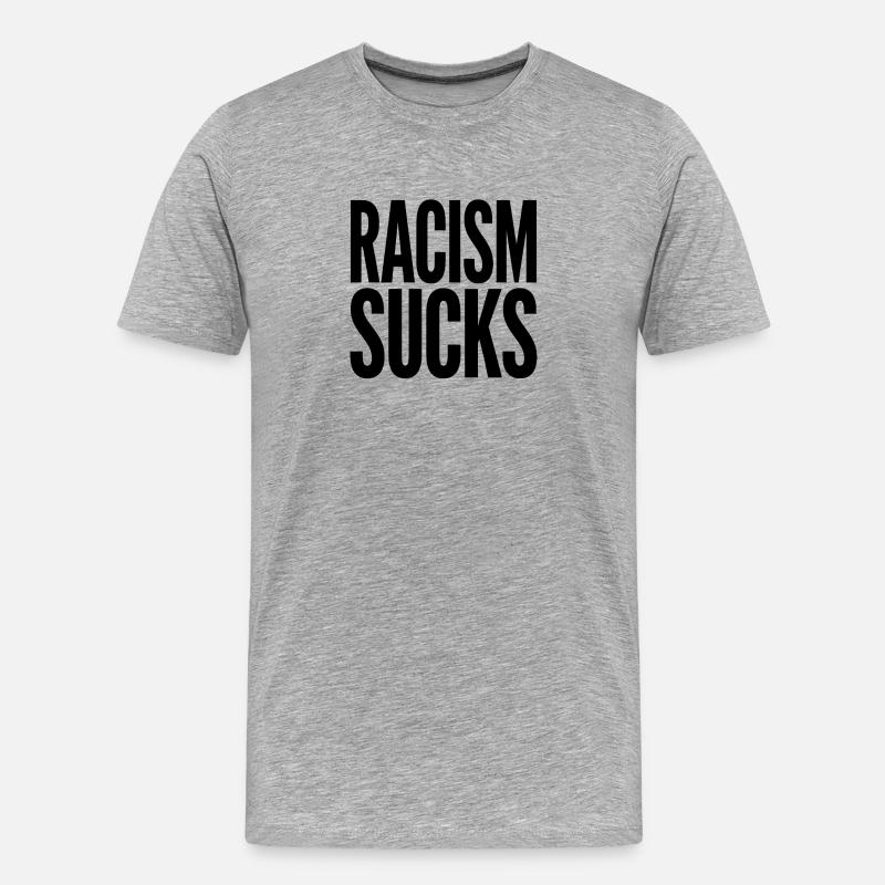 Rassismus ist schrecklich – Cooles Pride-Logo - Männer Premium Bio T-Shirt - Grau meliert