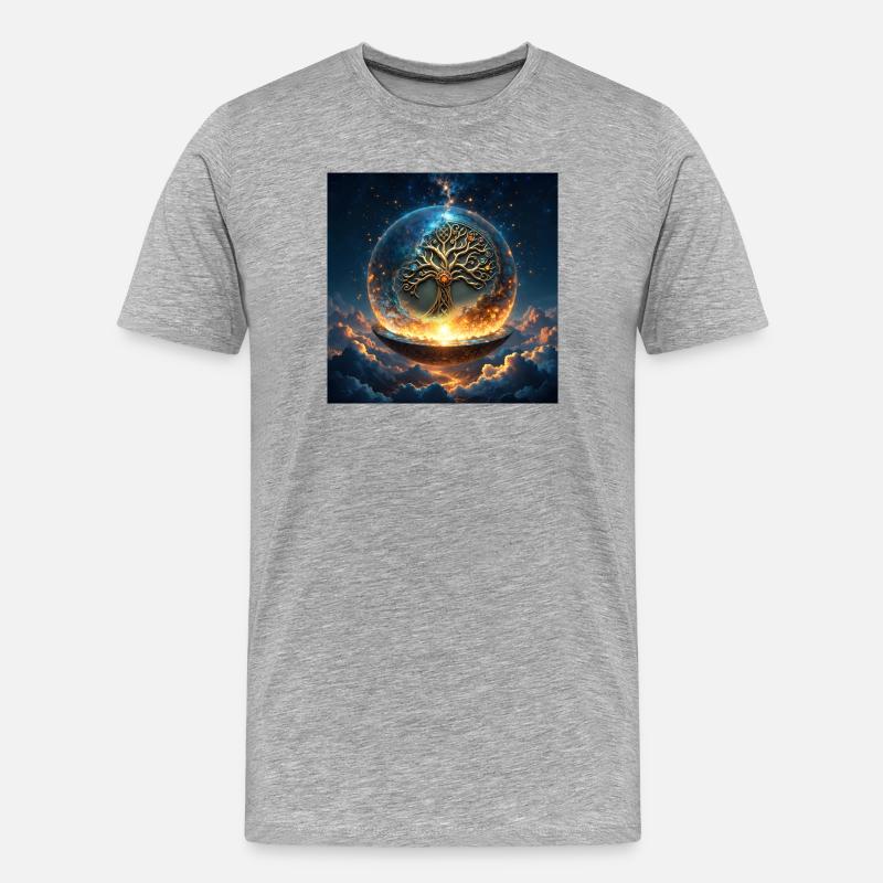 Arbre de l’Orbe Céleste - T-shirt bio Premium Homme - gris chiné