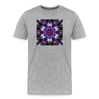 Neon Mandala Kaleidoskop - Männer Premium Bio T-Shirt - Grau meliert - Vorne - Damien (186cm)